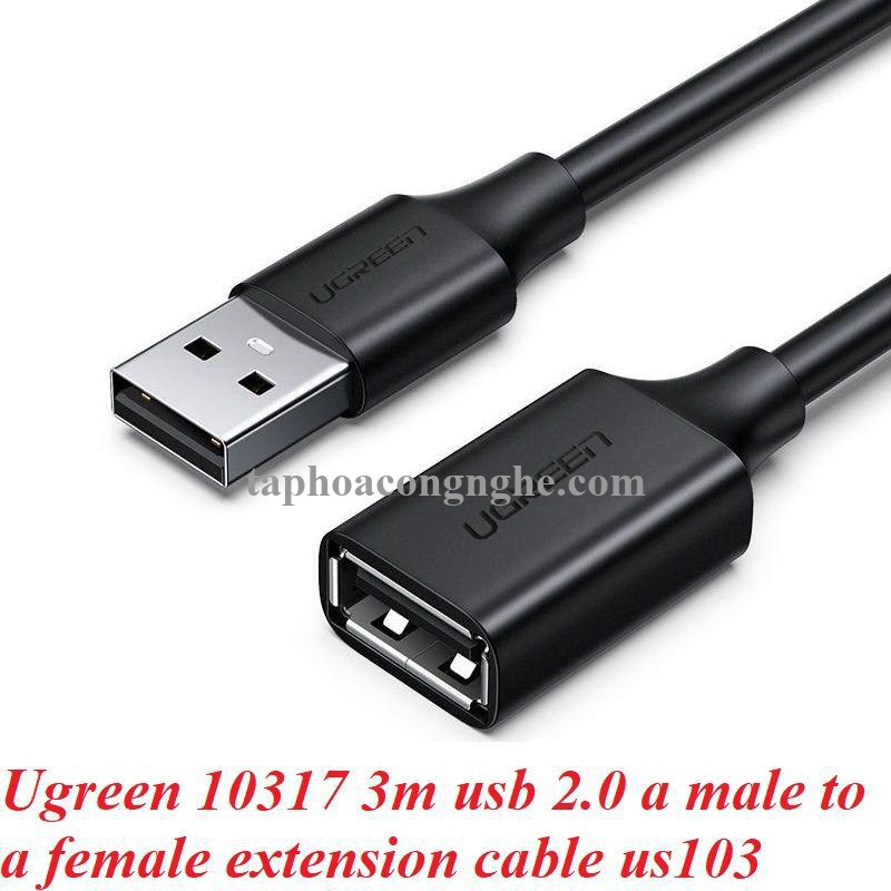 Ugreen 10317 3M màu Đen Cáp tín hiệu nối dài USB 2.0 lõi thuần đồng US103 30010317